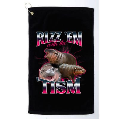 Funny Rizz Em With The Tism Meme Moo Deng Baby Hippo Golf Towel