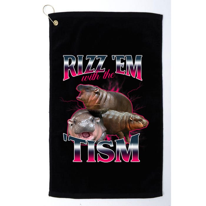 Funny Rizz Em With The Tism Meme Moo Deng Baby Hippo Golf Towel