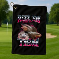 Funny Rizz Em With The Tism Meme Moo Deng Baby Hippo Golf Towel