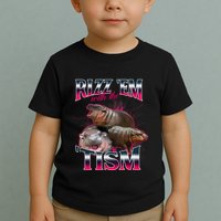 Funny Rizz Em With The Tism Meme Moo Deng Baby Hippo Toddler T-Shirt