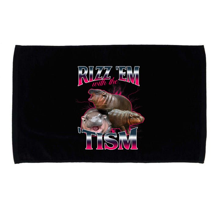 Funny Rizz Em With The Tism Meme Moo Deng Baby Hippo Microfiber Hand Towel