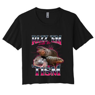 Funny Rizz Em With The Tism Meme Moo Deng Baby Hippo Crop Top