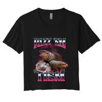 Funny Rizz Em With The Tism Meme Moo Deng Baby Hippo Crop Top