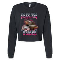 Funny Rizz Em With The Tism Meme Moo Deng Baby Hippo Cropped Pullover Crew