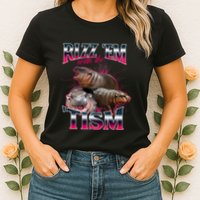 Funny Rizz Em With The Tism Meme Moo Deng Baby Hippo Womens T-Shirt