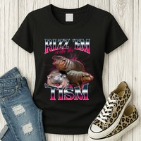Funny Rizz Em With The Tism Meme Moo Deng Baby Hippo Womens T-Shirt