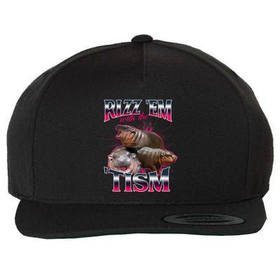 Funny Rizz Em With The Tism Meme Moo Deng Baby Hippo Wool Snapback Cap