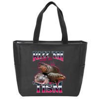 Funny Rizz Em With The Tism Meme Moo Deng Baby Hippo Zip Tote Bag