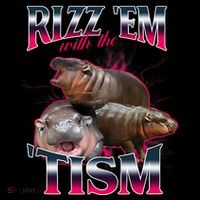 Funny Rizz Em With The Tism Meme Moo Deng Baby Hippo Zip Tote Bag