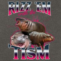 Funny Rizz Em With The Tism Meme Moo Deng Baby Hippo Cotton Canvas Backpack