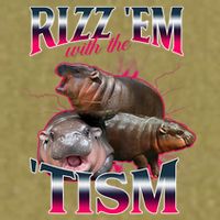 Funny Rizz Em With The Tism Meme Moo Deng Baby Hippo Garment-Dyed Women's Muscle Tee