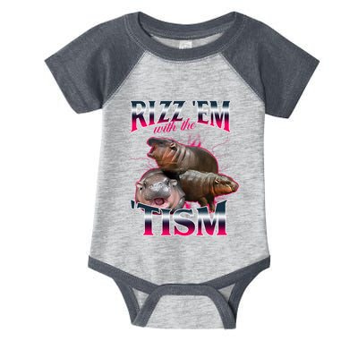 Funny Rizz Em With The Tism Meme Moo Deng Baby Hippo Infant Baby Jersey Bodysuit