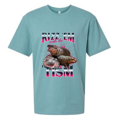 Funny Rizz Em With The Tism Meme Moo Deng Baby Hippo Sueded Cloud Jersey T-Shirt