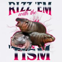 Funny Rizz Em With The Tism Meme Moo Deng Baby Hippo Garment-Dyed Sweatshirt
