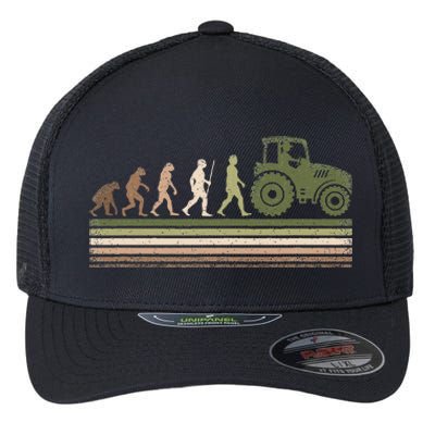 Funny Retro Evolution Tractor Farmer Farming Agriculture Flexfit Unipanel Trucker Cap