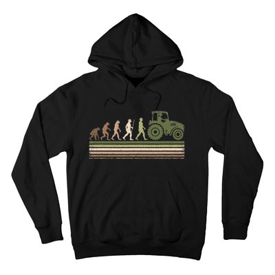 Funny Retro Evolution Tractor Farmer Farming Agriculture Hoodie