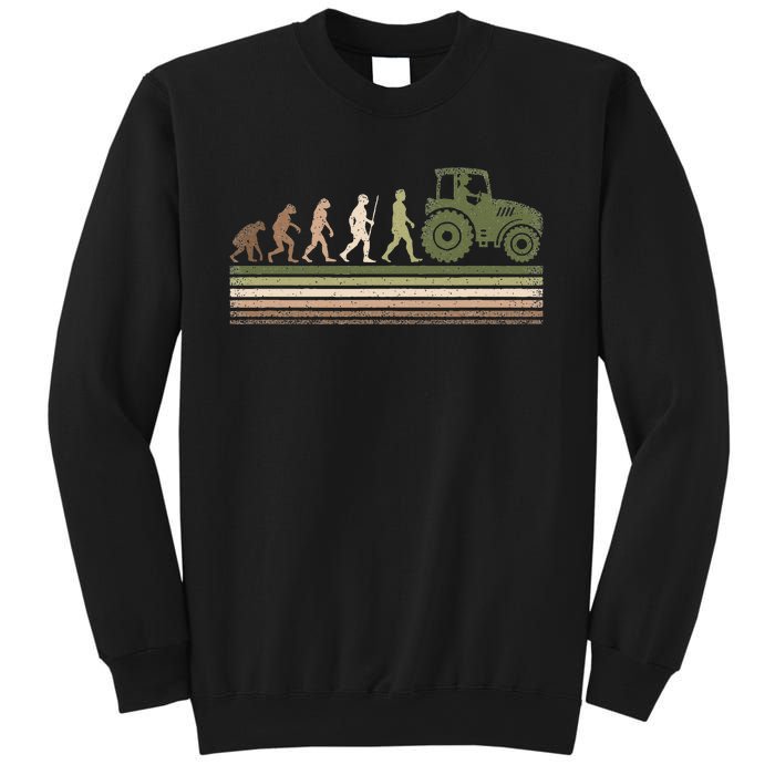 Funny Retro Evolution Tractor Farmer Farming Agriculture Sweatshirt