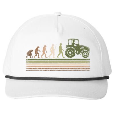 Funny Retro Evolution Tractor Farmer Farming Agriculture Snapback Five-Panel Rope Hat