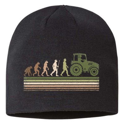 Funny Retro Evolution Tractor Farmer Farming Agriculture Sustainable Beanie