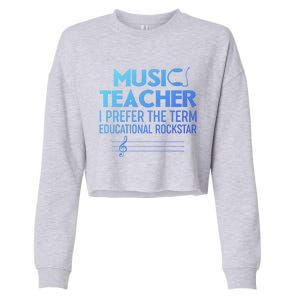 Funny Retro Educational Rockstar Music Teacher Gift Cropped Pullover Crew