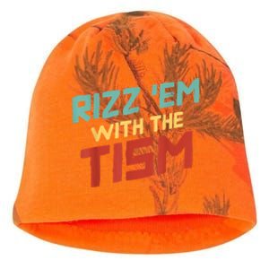 Funny Rizz Em With The Tism Meme Autistic Quote Funny Gift Kati - Camo Knit Beanie