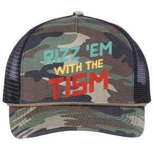 Funny Rizz Em With The Tism Meme Autistic Quote Funny Gift Retro Rope Trucker Hat Cap