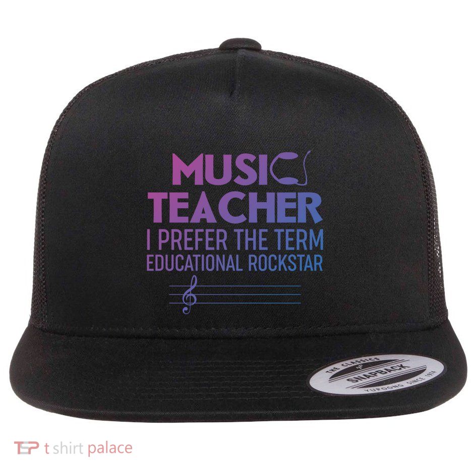 Funny Retro Educational Rockstar Music Teacher Gift Flatbill Hat