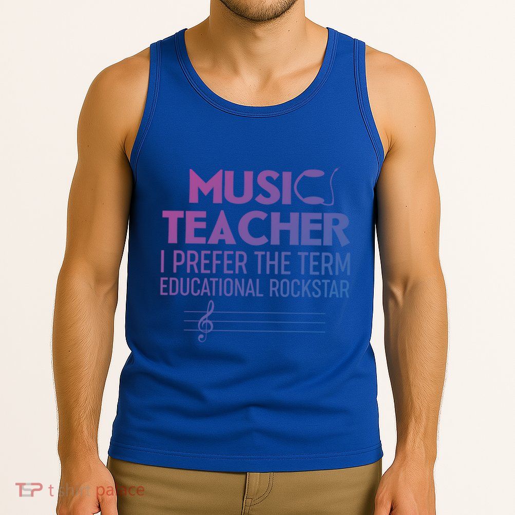Funny Retro Educational Rockstar Music Teacher Gift Tank Top
