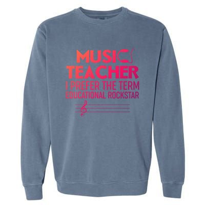 Funny Retro Educational Rockstar Music Teacher Gift Garment-Dyed Sweatshirt