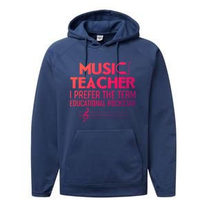 Funny Retro Educational Rockstar Music Teacher Gift Performance Fleece Hoodie