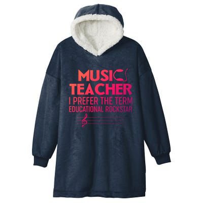 Funny Retro Educational Rockstar Music Teacher Gift Hooded Wearable Blanket