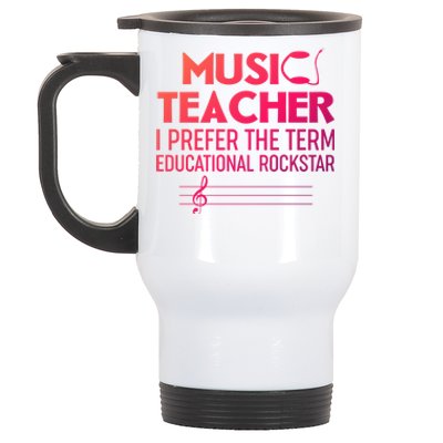 Funny Retro Educational Rockstar Music Teacher Gift Stainless Steel Travel Mug