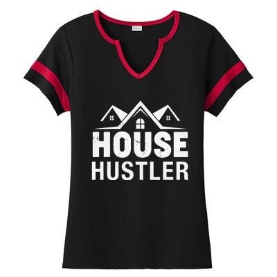 Funny Real Estate Realtor House Hustler Ladies Halftime Notch Neck Tee