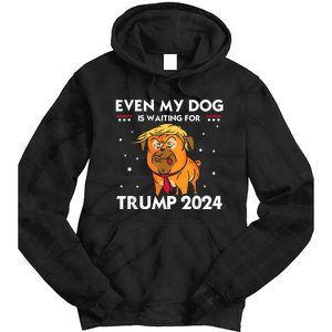 Funny Republicans Even My Dog Is Waiting For Trump 2024 Tie Dye Hoodie