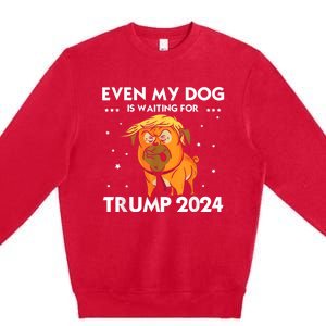 Funny Republicans Even My Dog Is Waiting For Trump 2024 Premium Crewneck Sweatshirt