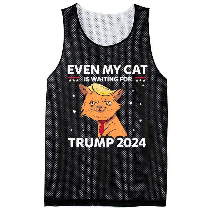 Funny Republicans Even My Cat Is Waiting For Trump 2024 Mesh Reversible Basketball Jersey Tank