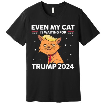 Funny Republicans Even My Cat Is Waiting For Trump 2024 Premium T-Shirt