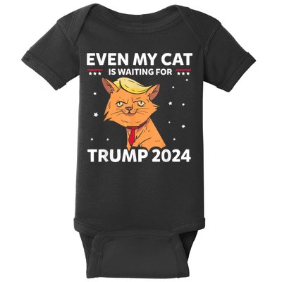 Funny Republicans Even My Cat Is Waiting For Trump 2024 Baby Bodysuit