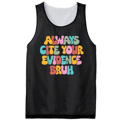 Funny Retro English Teacher Always Cite Your Evidence Bruh Mesh Reversible Basketball Jersey Tank