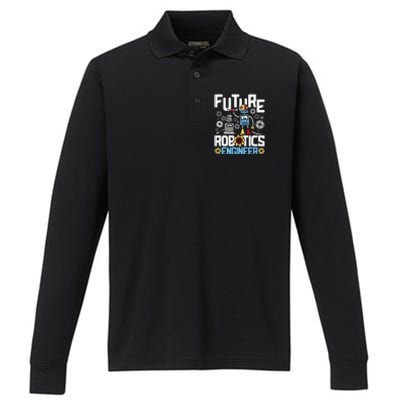 Future Robotics Engineer Engineering Robot Lover Cyborg Performance Long Sleeve Polo