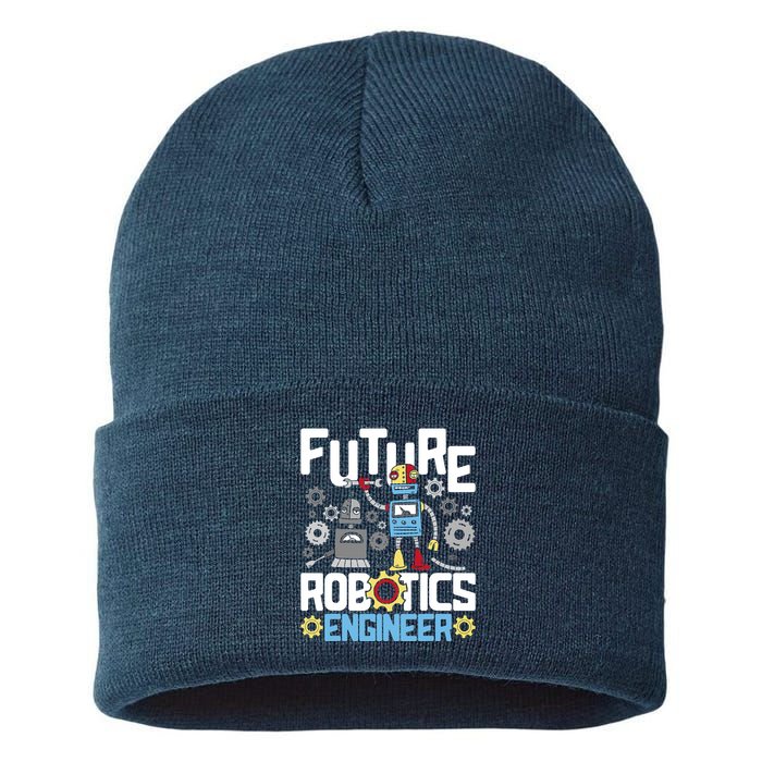 Future Robotics Engineer Engineering Robot Lover Cyborg Sustainable Knit Beanie