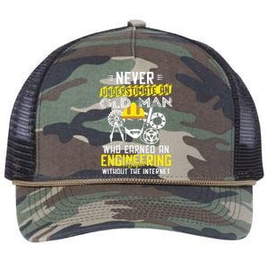 Funny Retired Engineer Grandpa With Engineering Degree Retro Rope Trucker Hat Cap