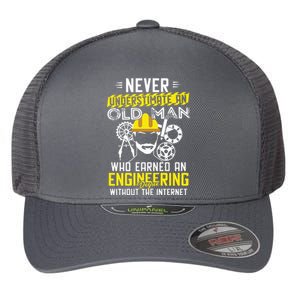 Funny Retired Engineer Grandpa With Engineering Degree Flexfit Unipanel Trucker Cap