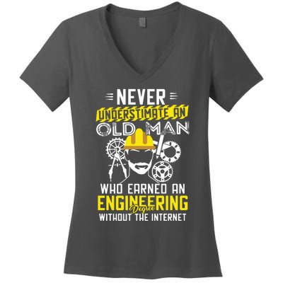 Funny Retired Engineer Grandpa With Engineering Degree Women's V-Neck T-Shirt