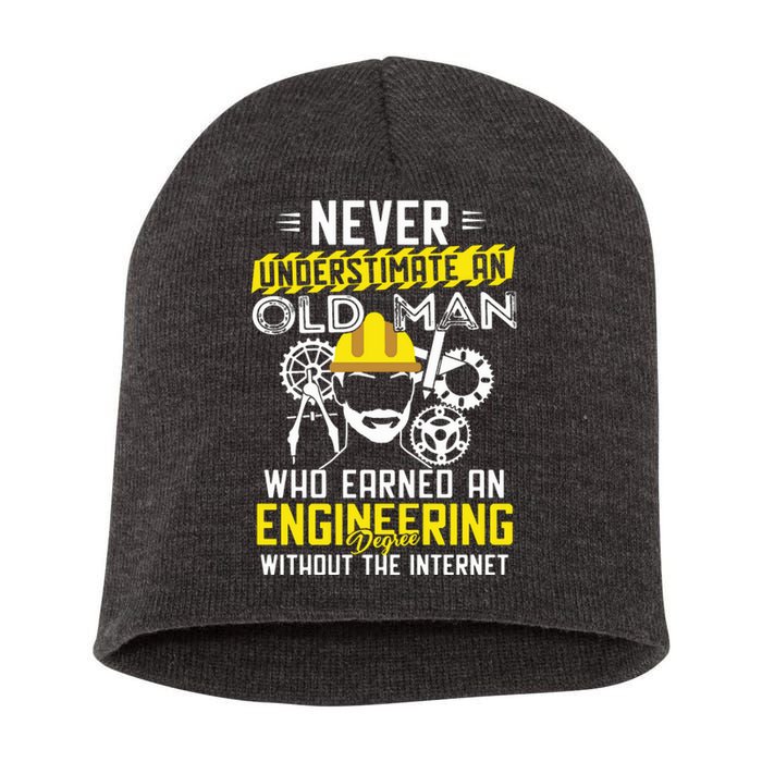 Funny Retired Engineer Grandpa With Engineering Degree Short Acrylic Beanie