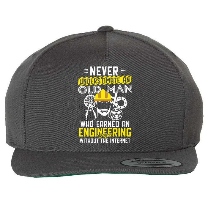 Funny Retired Engineer Grandpa With Engineering Degree Wool Snapback Cap