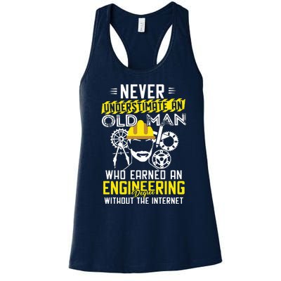 Funny Retired Engineer Grandpa With Engineering Degree Women's Racerback Tank