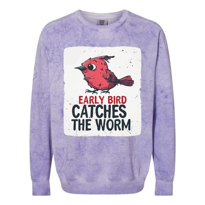 Funny Red Early Bird Costume For Worm Idiom Speech Lovers Colorblast Crewneck Sweatshirt