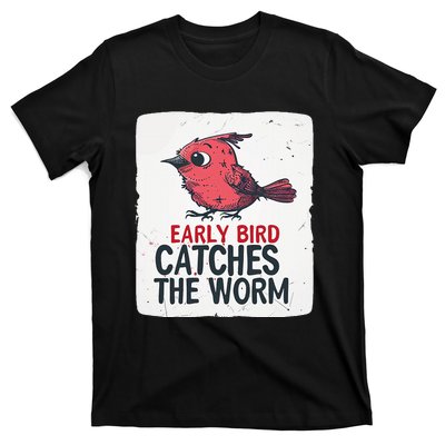 Funny Red Early Bird Costume For Worm Idiom Speech Lovers T-Shirt