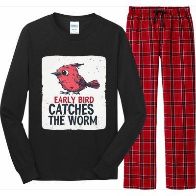 Funny Red Early Bird Costume For Worm Idiom Speech Lovers Long Sleeve Pajama Set